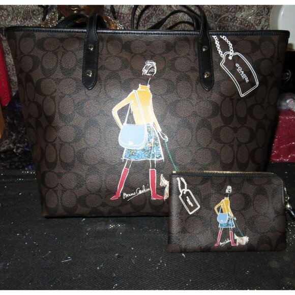 Coach 2016 Limited Edition Bonnie Cashin Signature City Zip Top Tote & wristlet - Picture 1 of 9